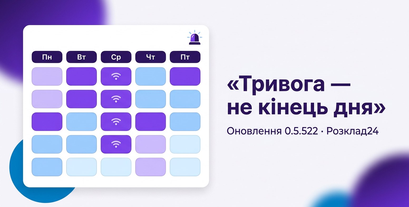 Розклад класу, де частина уроків позначена як дистанційні, і напис «Тривога — не кінець дня»