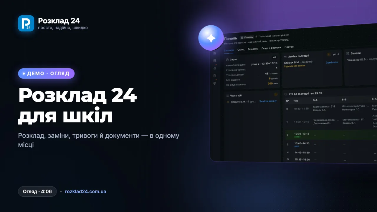 Розклад 24 — огляд платформи для шкіл