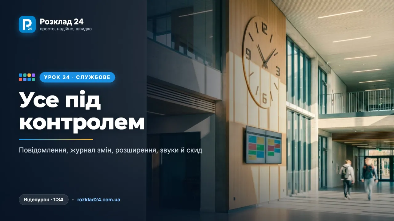 Повідомлення, журнал активності, розширення, звуки й скид